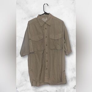 Columbia PFG fishing shirt mens L Khaki Short Sleeve Button Vented outdoor tan